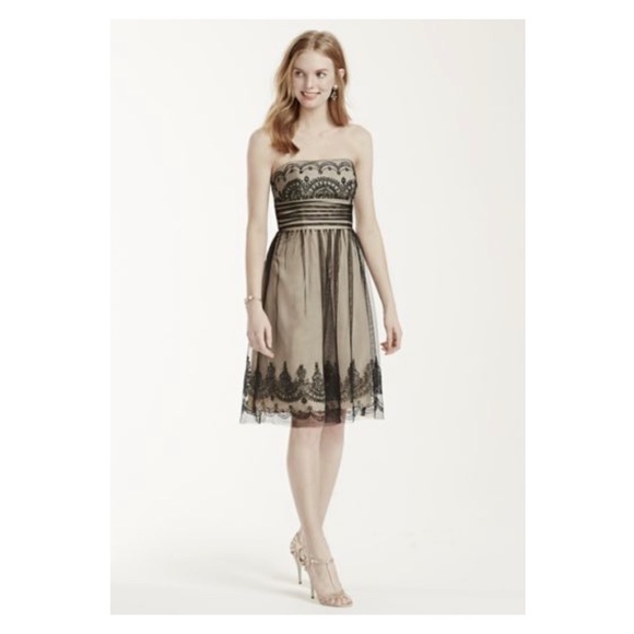 David's Bridal Dresses Davids Bridal Strapless Tulle Dress With Caviar Beading Short Sz 6